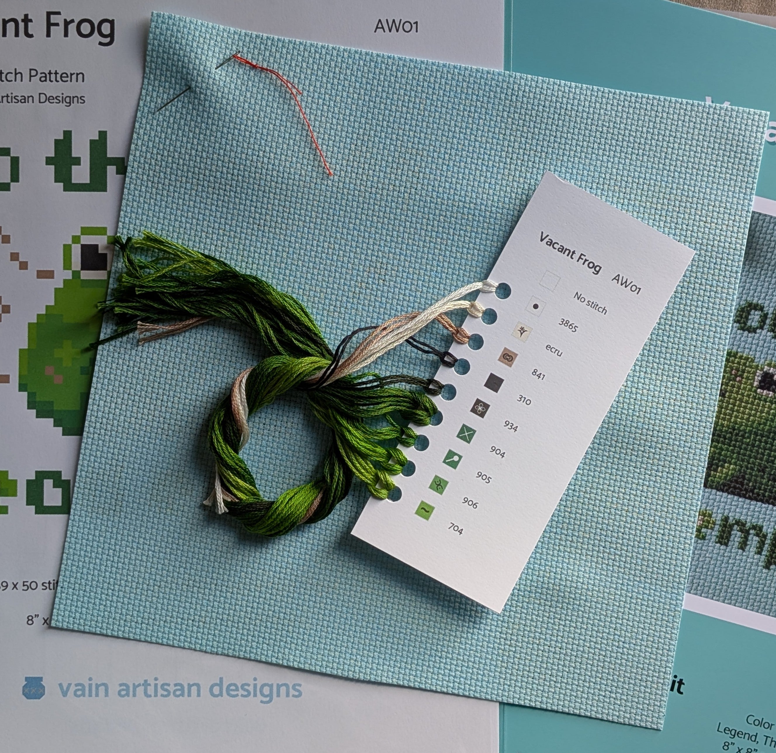 Vacant Frog - Cross Stitch Kit/Pattern